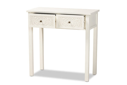 Baxton Studio Lambert Classic and Traditional White Finished Wood 2-Drawer Console Table