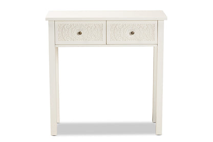 Baxton Studio Lambert Classic and Traditional White Finished Wood 2-Drawer Console Table