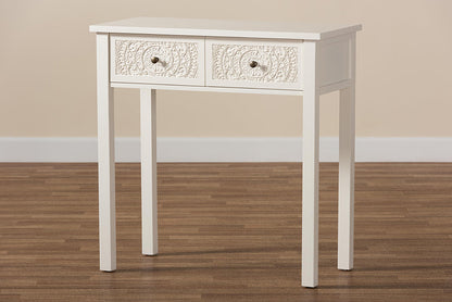 Baxton Studio Lambert Classic and Traditional White Finished Wood 2-Drawer Console Table