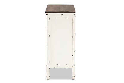 Baxton Studio Levron Classic and Traditional Two-Tone Walnut Brown and Antique White Finished Wood 5-Drawer Storage Cabinet