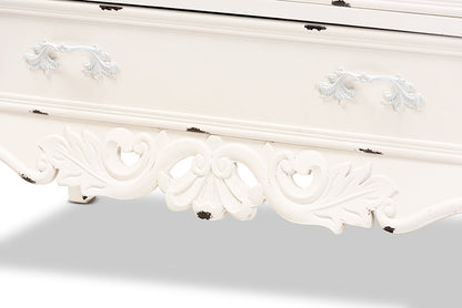Baxton Studio Levron Classic and Traditional Two-Tone Walnut Brown and Antique White Finished Wood 5-Drawer Storage Cabinet