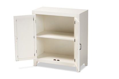 Baxton Studio Garcelle Modern and Contemporary White Finished Wood and Mirrored Glass 2-Door Sideboard