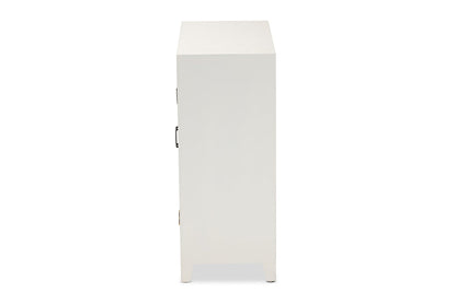 Baxton Studio Garcelle Modern and Contemporary White Finished Wood and Mirrored Glass 2-Door Sideboard