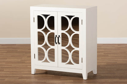 Baxton Studio Garcelle Modern and Contemporary White Finished Wood and Mirrored Glass 2-Door Sideboard