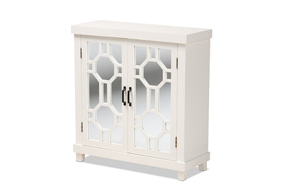 Baxton Studio Carlena Modern and Contemporary White Finished Wood and Mirrored Glass 2-Door Sideboard