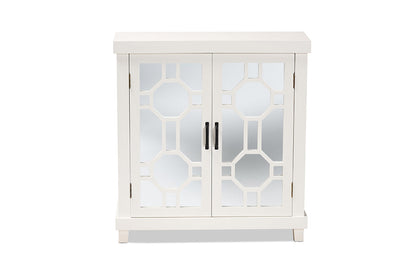 Baxton Studio Carlena Modern and Contemporary White Finished Wood and Mirrored Glass 2-Door Sideboard