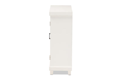 Baxton Studio Carlena Modern and Contemporary White Finished Wood and Mirrored Glass 2-Door Sideboard