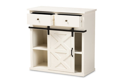 Baxton Studio Nadia Modern and Contemporary Farmhouse White Finished Wood and Black Metal 2-Door Sideboard Buffet