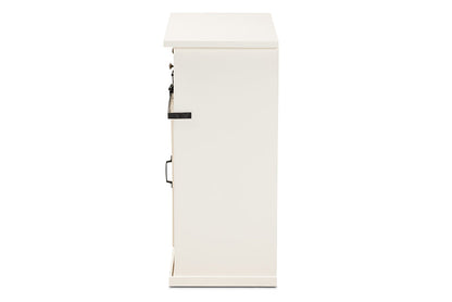 Baxton Studio Nadia Modern and Contemporary Farmhouse White Finished Wood and Black Metal 2-Door Sideboard Buffet