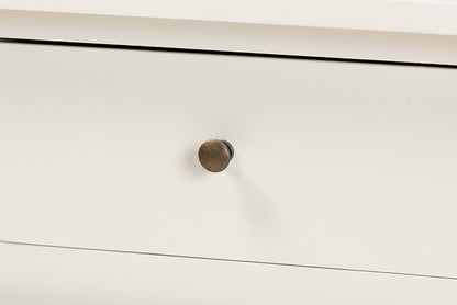 Baxton Studio Nadia Modern and Contemporary Farmhouse White Finished Wood and Black Metal 2-Door Sideboard Buffet