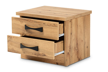 Baxton Studio Colburn Modern and Contemporary Oak Brown Finished Wood 2-Drawer Nightstand
