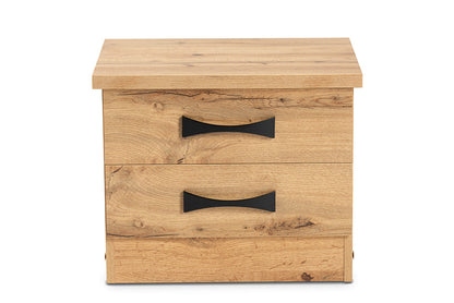 Baxton Studio Colburn Modern and Contemporary Oak Brown Finished Wood 2-Drawer Nightstand