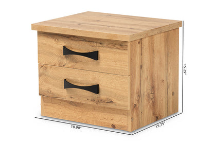 Baxton Studio Colburn Modern and Contemporary Oak Brown Finished Wood 2-Drawer Nightstand