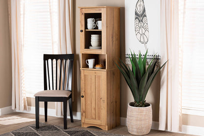 Baxton Studio Lauren Modern and Contemporary Oak Brown Finished Wood Buffet and Hutch Kitchen Cabinet