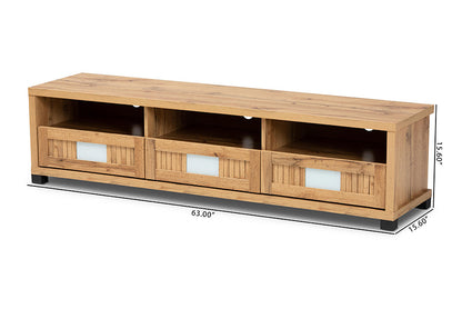 Baxton Studio Gerhardine Oak Brown Modern and Contemporary Finished Wood 3-Drawer TV Stand