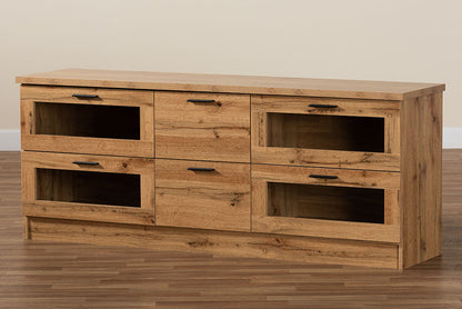 Baxton Studio Adelino Modern and Contemporary Oak Brown Finished Wood 2-Drawer TV Stand