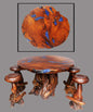 One of a Kind Teak Obsidian Bar Table Set of 5