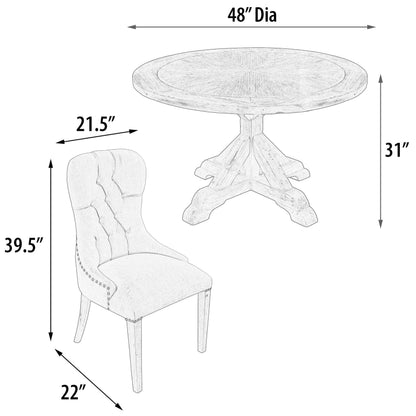Farmhouse Diamond 48'' Round Dining Table Set of 5