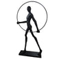 Modern Black Statue with Hoop
