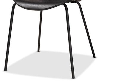 Baxton Studio Jaden Modern and Contemporary Black Plastic and Black Metal 4-Piece Dining Chair Set