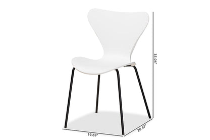 Baxton Studio Jaden Modern and Contemporary White Plastic and Black Metal 4-Piece Dining Chair Set