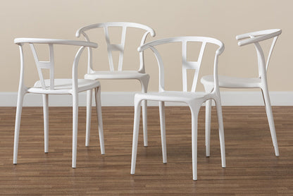 Baxton Studio Warner Modern and Contemporary White Plastic 4-Piece Dining Chair Set