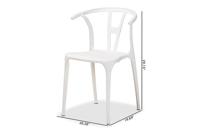 Baxton Studio Warner Modern and Contemporary White Plastic 4-Piece Dining Chair Set