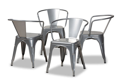 Baxton Studio Ryland Modern Industrial Grey Finished Metal 4-Piece Dining Chair Set