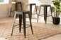Baxton Studio Horton Modern and Contemporary Industrial Gunmetal Finished Metal 4-Piece Stackable Counter Stool Set