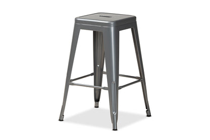Baxton Studio Horton Modern and Contemporary Industrial Grey Finished Metal 4-Piece Stackable Counter Stool Set
