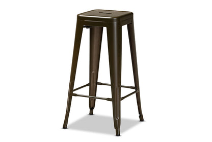Baxton Studio Horton Modern and Contemporary Industrial Gunmetal Finished Metal 4-Piece Stackable Bar Stool Set