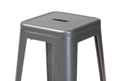 Baxton Studio Horton Modern and Contemporary Industrial Grey Finished Metal 4-Piece Stackable Bar Stool Set