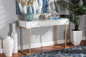 Baxton Studio Beagan Modern and Contemporary White Finished Wood and Gold Metal 2-Drawer Console Table