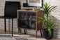 Baxton Studio Yuna Mid-Century Modern Transitional Natural Brown Finished Wood and Black Metal 2-Door Storage Cabinet