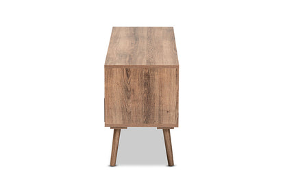 Baxton Studio Leane Modern and Contemporary Natural Brown Finished and Multi-Colored Wood 3-Drawer TV Stand