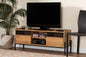 Baxton Studio Tasman Modern and Contemporary Industrial Natural Brown Finished Wood and Black Metal 2-Door TV Stand