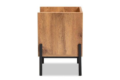 Baxton Studio Tasman Modern and Contemporary Industrial Natural Brown Finished Wood and Black Metal End Table