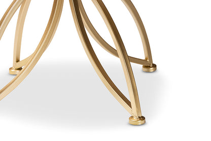 Baxton Studio Jaclyn Modern and Contemporary Gold Finished Metal End Table with Marble Tabletop