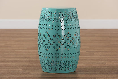 Baxton Studio Lavinia Modern and Contemporary Teal Finished Metal Outdoor Side Table
