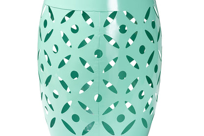 Baxton Studio Hallie Modern and Contemporary Aqua Finished Metal Outdoor Side Table
