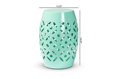 Baxton Studio Hallie Modern and Contemporary Aqua Finished Metal Outdoor Side Table