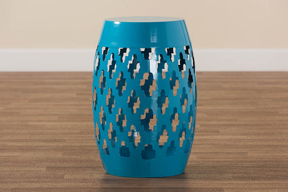 Baxton Studio Branson Modern and Contemporary Blue Finished Metal Outdoor Side Table