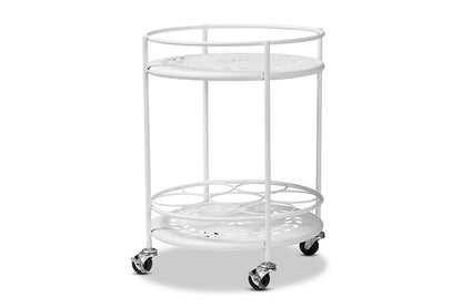 Baxton Studio Dallan Modern Industrial White Metal 2-Tier Kitchen Cart