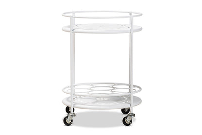 Baxton Studio Dallan Modern Industrial White Metal 2-Tier Kitchen Cart