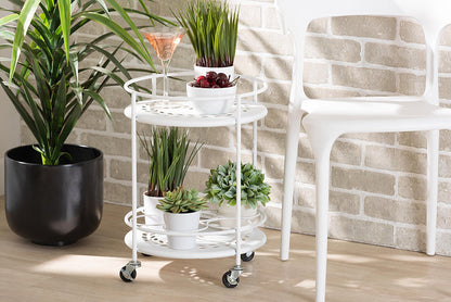 Baxton Studio Dallan Modern Industrial White Metal 2-Tier Kitchen Cart
