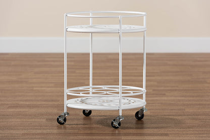 Baxton Studio Dallan Modern Industrial White Metal 2-Tier Kitchen Cart
