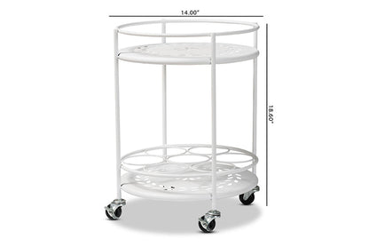 Baxton Studio Dallan Modern Industrial White Metal 2-Tier Kitchen Cart