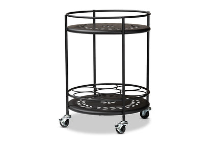 Baxton Studio Dallan Modern Industrial Black Metal 2-Tier Kitchen Cart