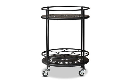 Baxton Studio Dallan Modern Industrial Black Metal 2-Tier Kitchen Cart