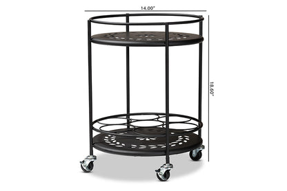 Baxton Studio Dallan Modern Industrial Black Metal 2-Tier Kitchen Cart